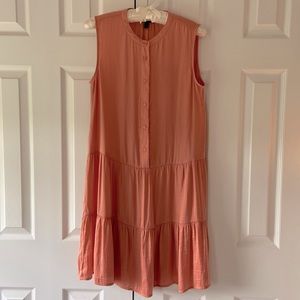 Banana Republic Sleeveless Tiered Dress, Coral, Pink, Small